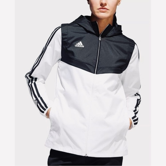 ADIDAS Women’s Tiro Alphaskin Black White Front Full Zip Windbreaker Jac… - Picture 1 of 14